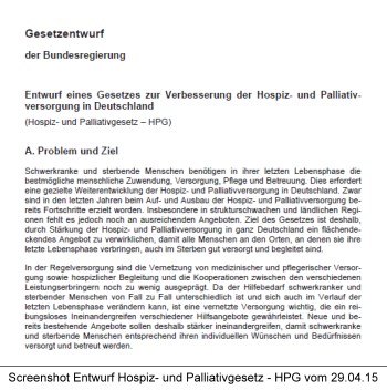 Screenshot Gesetz zur Verbesserung der Hospiz- und Palliativversorgung in Deutschland (Hospiz- und Palliativgesetz - HPG)