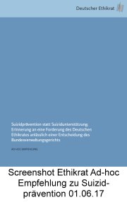 Deutscher Ethikrat Ad-hoc Empfehlung Suizidprävention